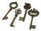 4 Mixed Antique Bronze Key Charms Metal Skeleton Key Charms